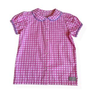Eleanor Rose Esther Top Pink Gingham Peter Pan Collar  Girls 8-10
